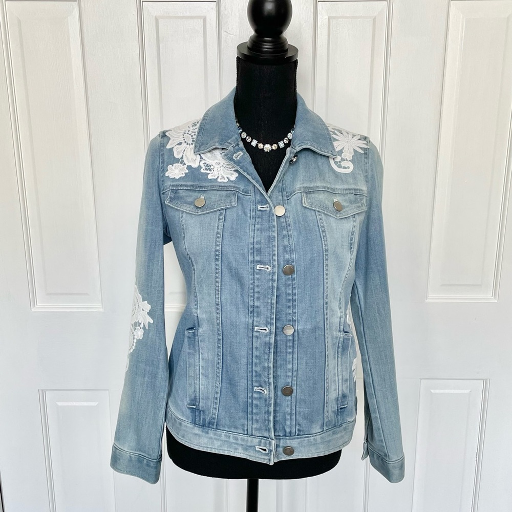 Chico’s Embroidered Jean Jacket💙NWOT💙 - Picture 3 of 9